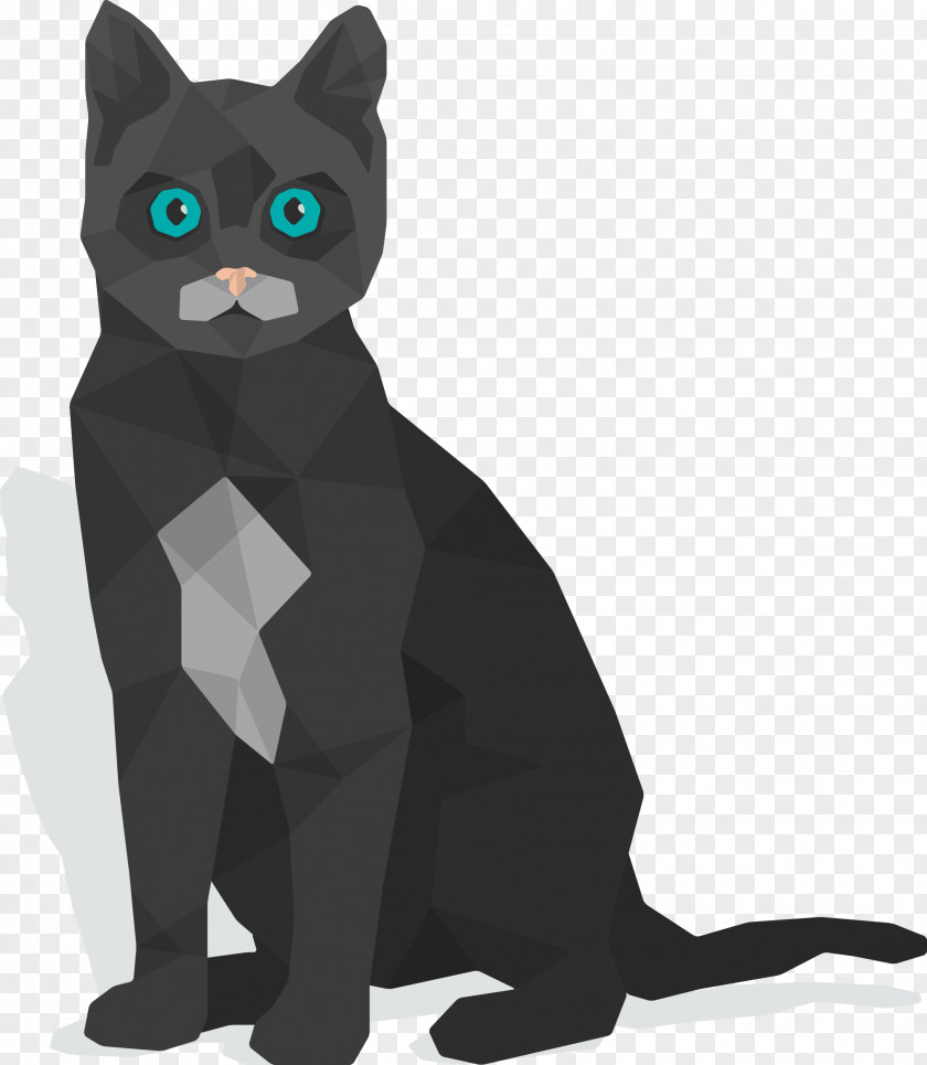 Vector Cat Russian Blue Black Domestic Short-haired Whiskers Illustration PNG