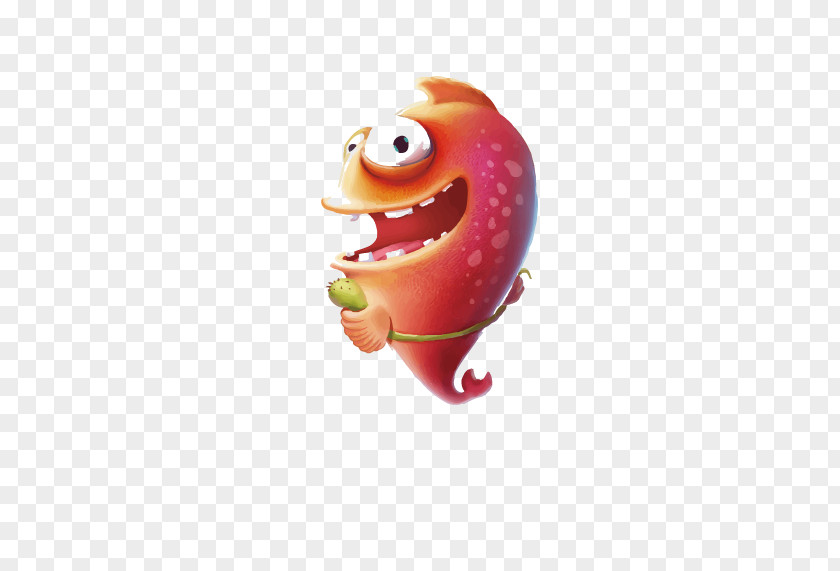 Exaggerated Red Cartoon Fish PNG