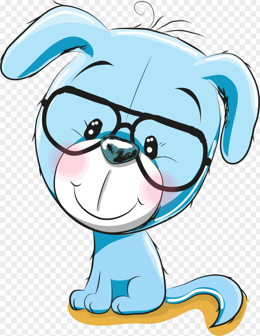 Blue Glasses Puppy Dog Cartoon Royalty-free Illustration PNG