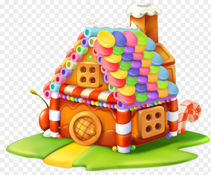 Colorful Cartoon Cabin Gingerbread House Cupcake Sweetness Candy PNG