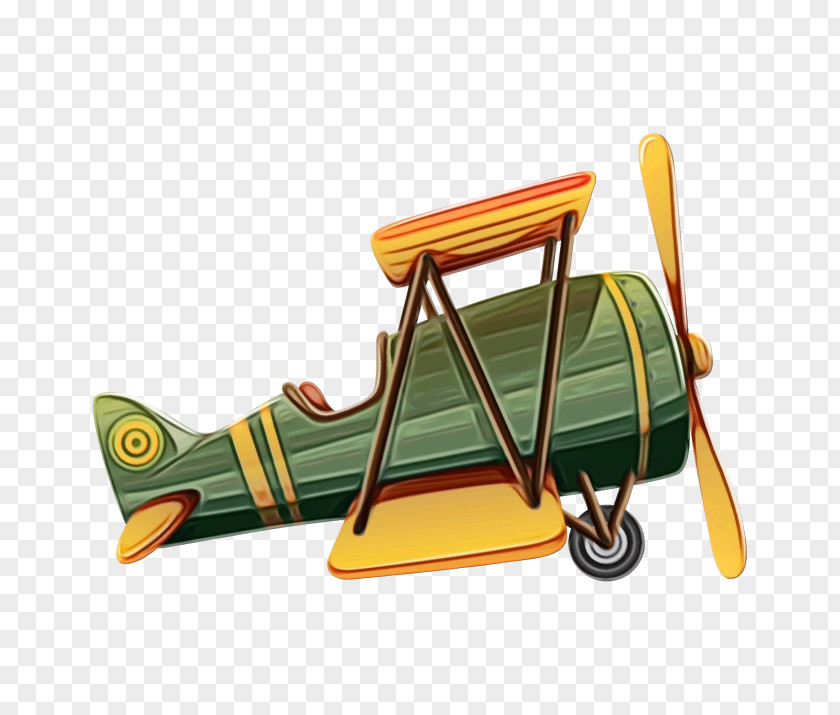 Airplane Biplane Yellow Vehicle Aircraft PNG