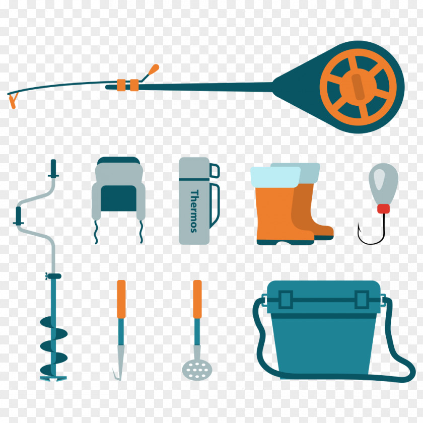 Cartoon Fishing Gear Rod Bait Illustration PNG