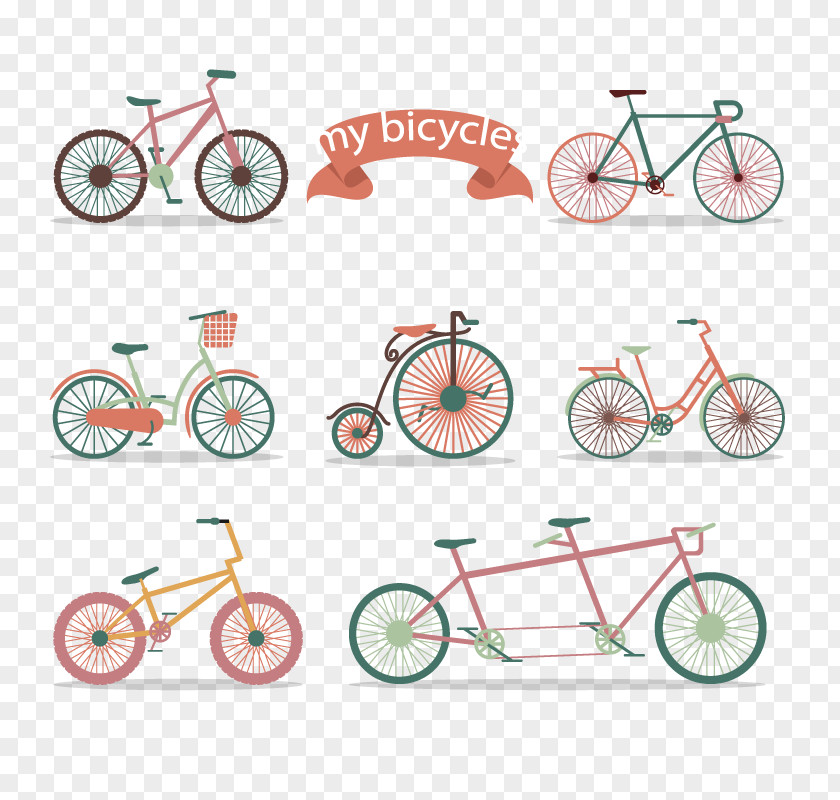 Creative Hand-painted Bicycle Tandem Cycling PNG