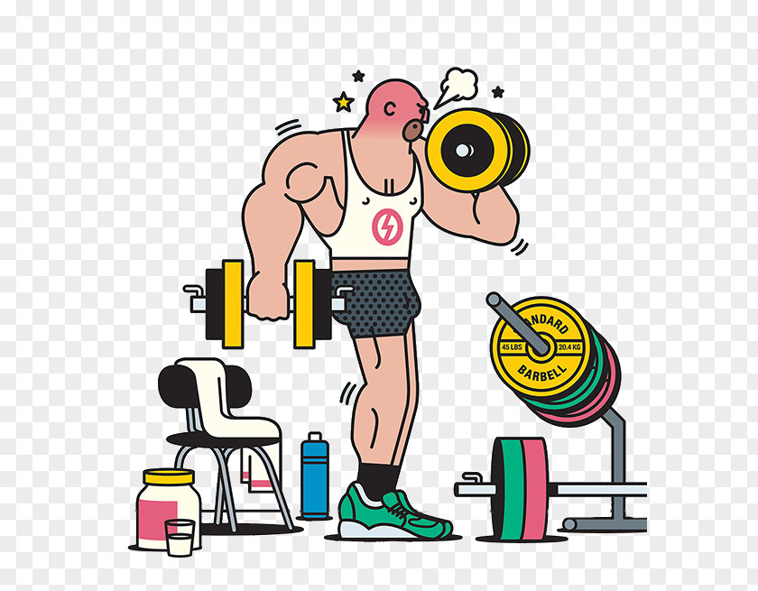 Cartoon Fitness Man Physical Centre PNG