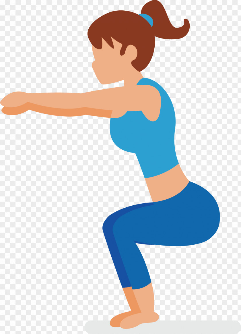 Squat Man Cartoon Physical Fitness PNG