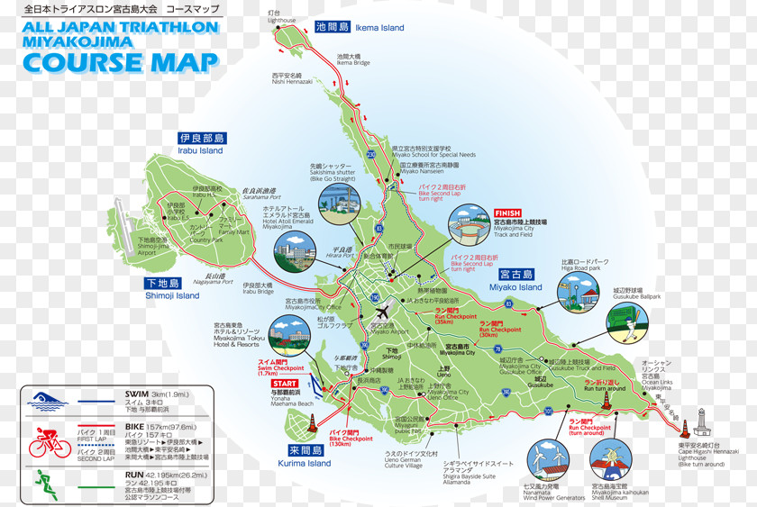 Map Miyako-jima STRONGMAN All Japan Triathlon Miyakojima Just Run! PNG