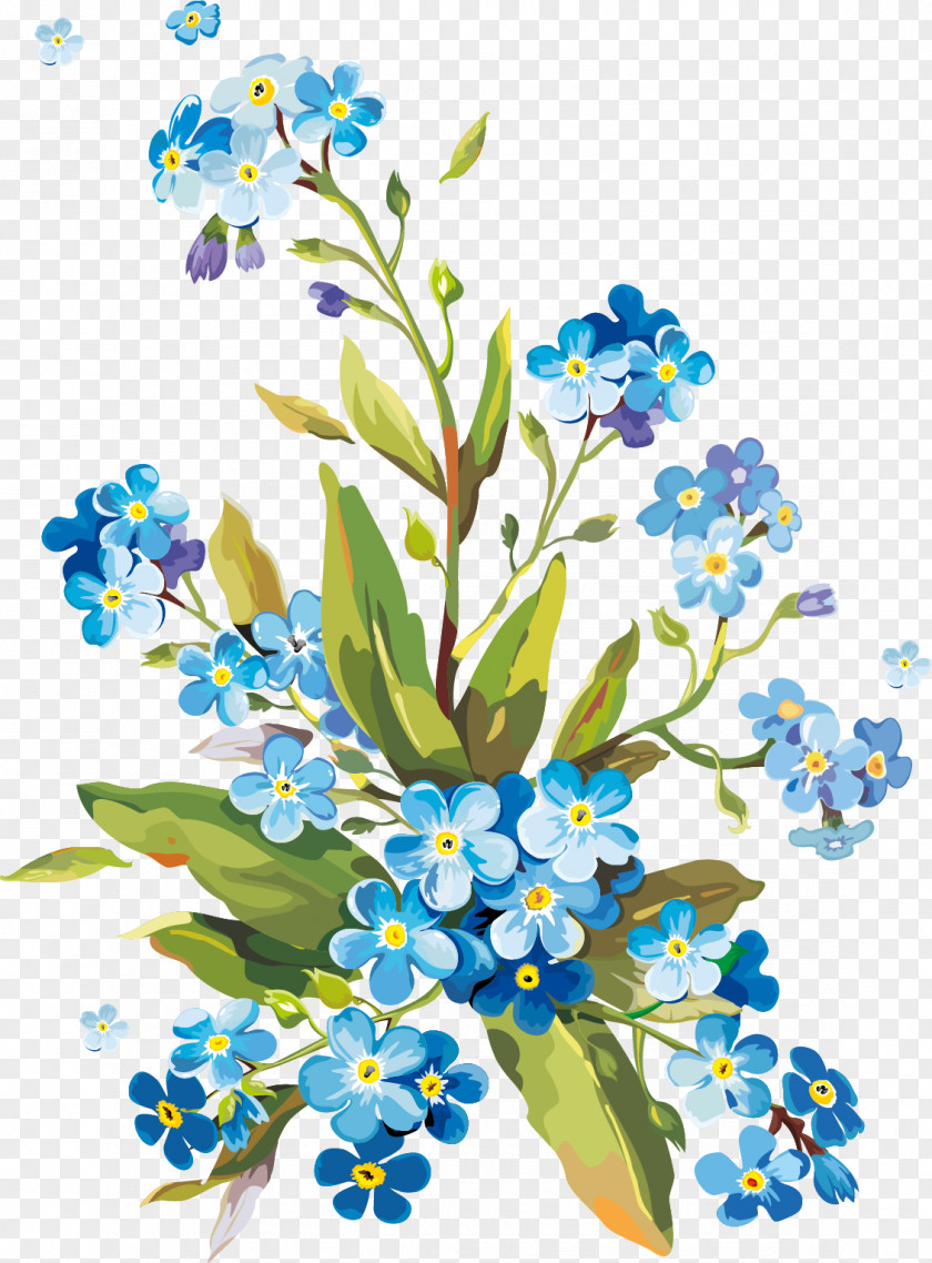 Spring Flower Gouache Watercolor Painting PNG