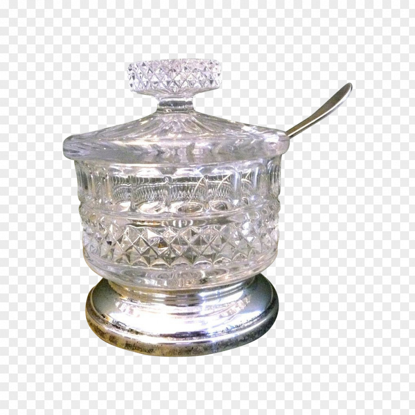 Sugar Bowl Glass Spoon Lid PNG