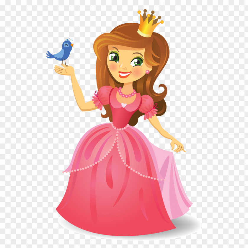 Cartoon Princess And Bird Design Vector Royalty-free Illustration PNG