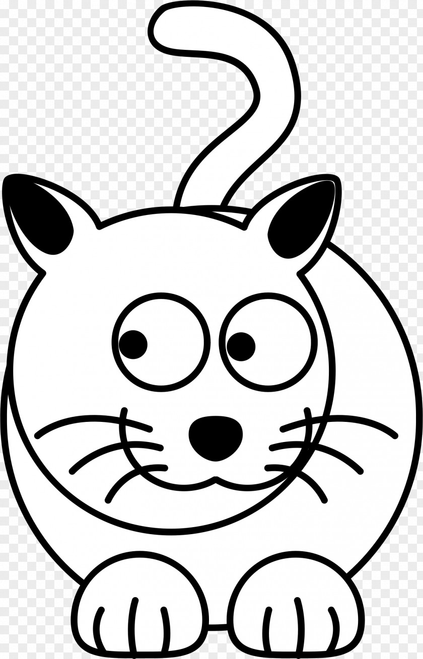 Easy Kitty Cat Kitten Cartoon Black And White Clip Art PNG