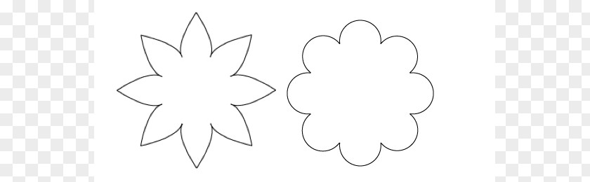 Eight Petal Flower Template Black And White Leaf Tree PNG