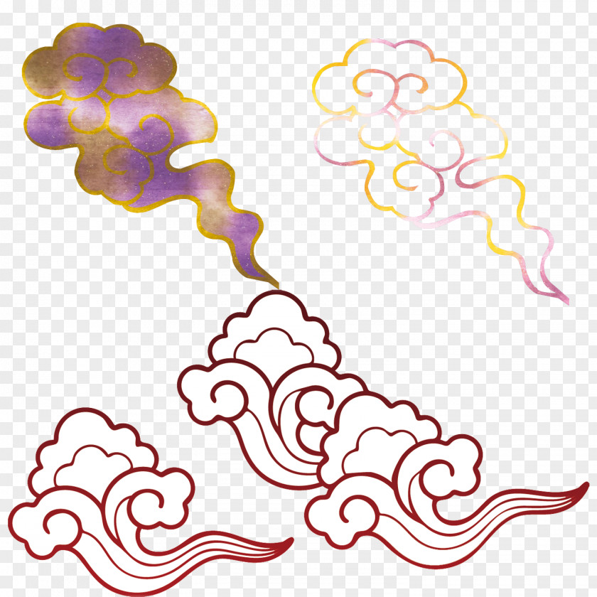 Colorful Clouds Design Elements Xiangyun County PNG