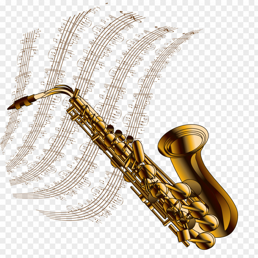Saxophone Playing Musical Score Instrument Drawing PNG