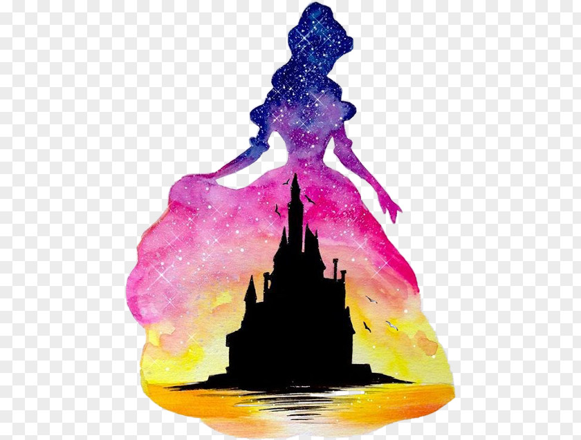 Disney Princess Aurora Belle Ariel Watercolor Painting PNG