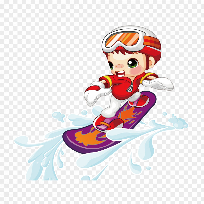 Surfing Brave Little Boys Cartoon Illustration PNG