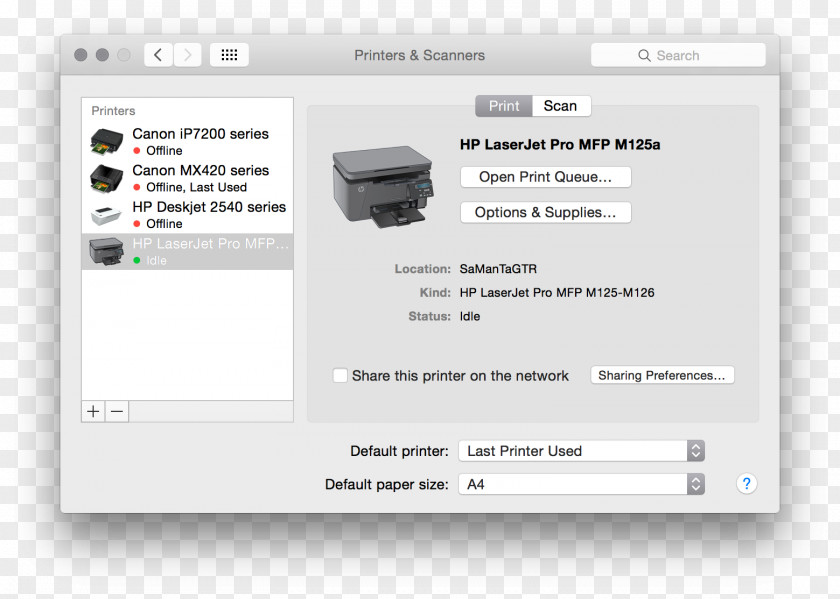 Printer MacOS Printing OS X Yosemite PNG