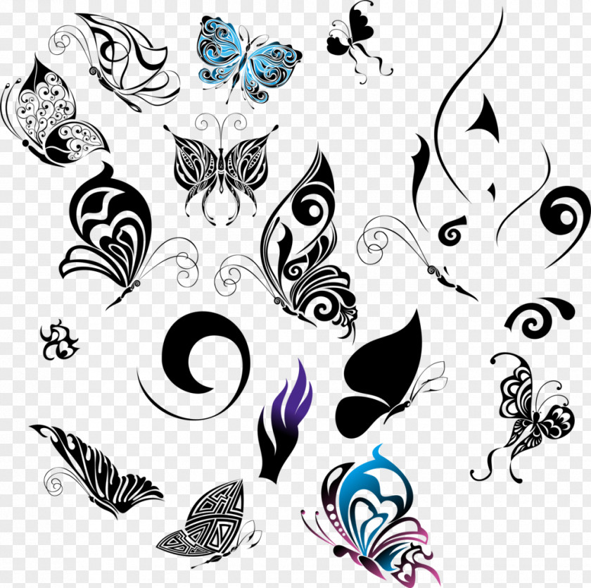 Butterfly Motif Clip Art PNG