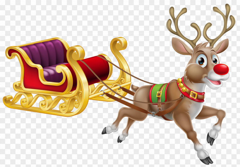 Sledge Cliparts Rudolph Santa Claus Reindeer Christmas PNG