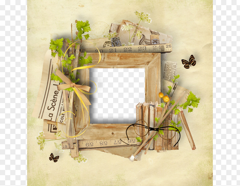 Vintage Butterfly Frame Material Picture PNG