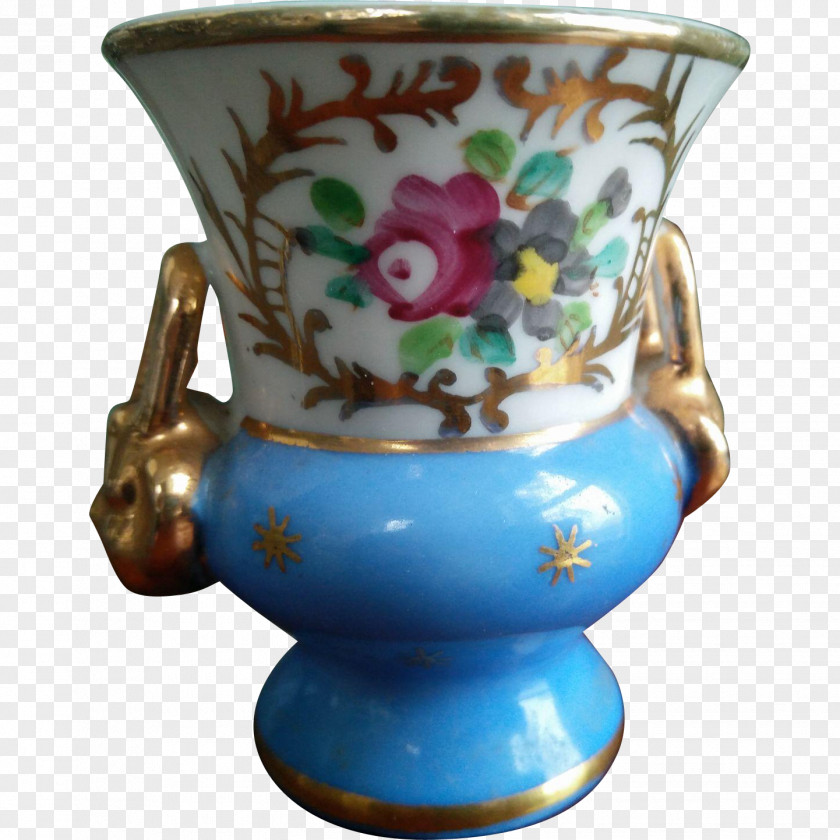 Antique Vase Pottery Porcelain Cobalt Blue Cup PNG