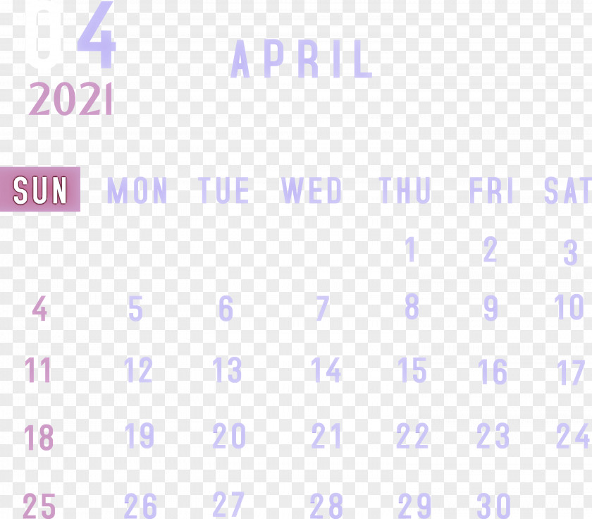 April 2021 Monthly Calendar Printable PNG