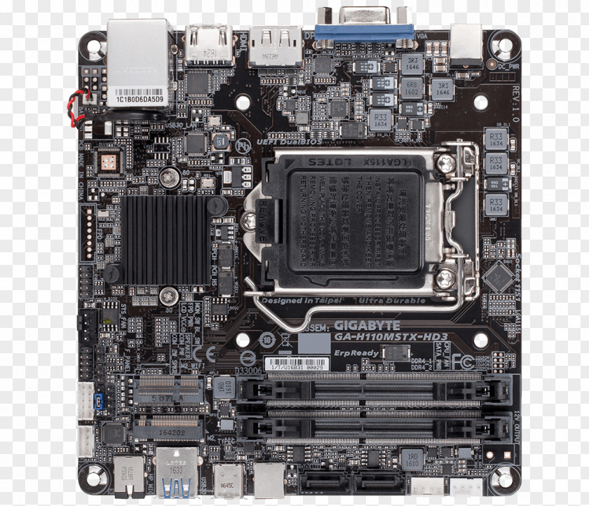 Gigabyte Motherboard Intel LGA 1151 Technology GA-H110MSTX-HD3 PNG