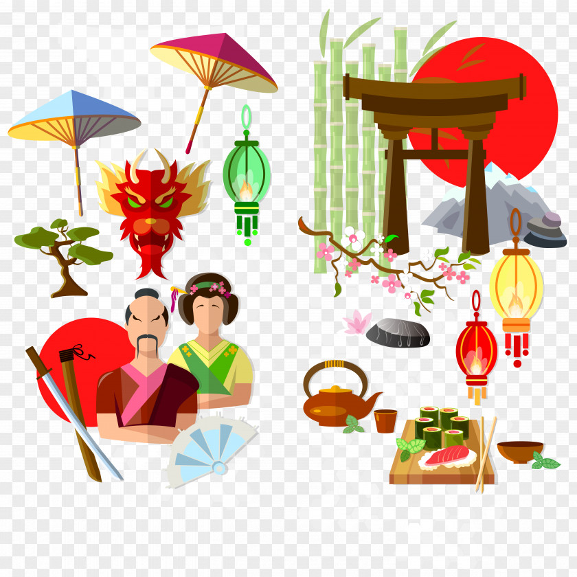 Japanese Flat Figures Culture Of Japan Clip Art PNG