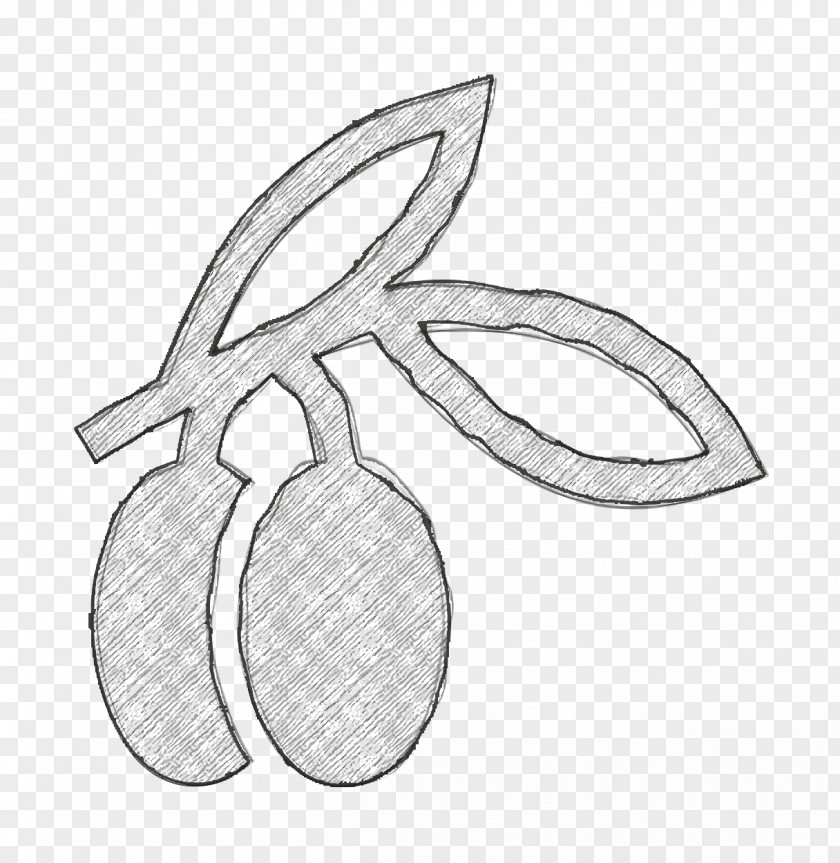 Silver Drawing Branch Icon Fruit Olive PNG