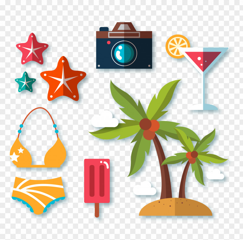 Summer PNG , beach vacation bikini, summer-themed collage clipart PNG