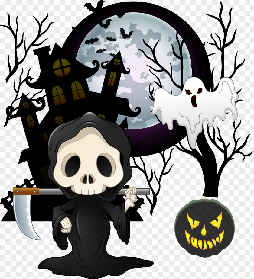 Halloween Cartoon Skull Skeleton Ghost PNG