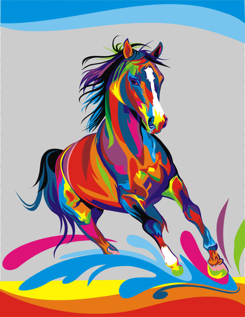 Watercolor Animals American Paint Horse Painting Abstract Art Oil PNG