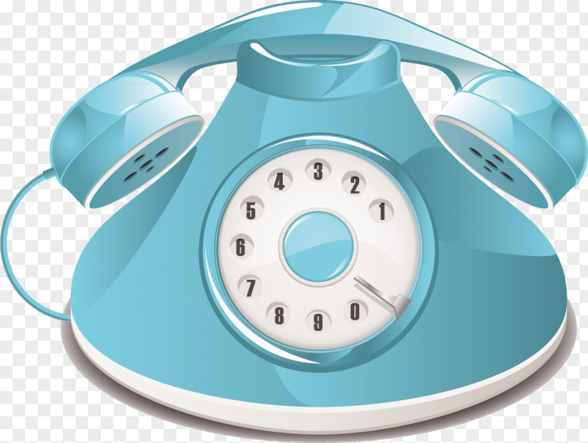 Blue Phone Telephone Call Landline Handset PNG