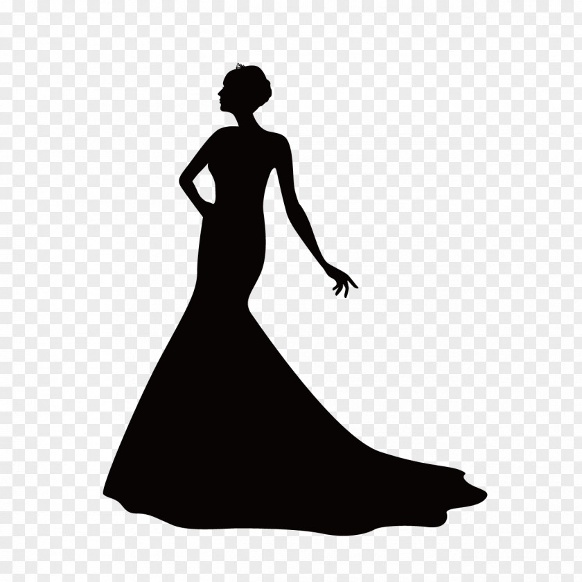 Silhouette Dress Illustration Vector Graphics Wedding PNG