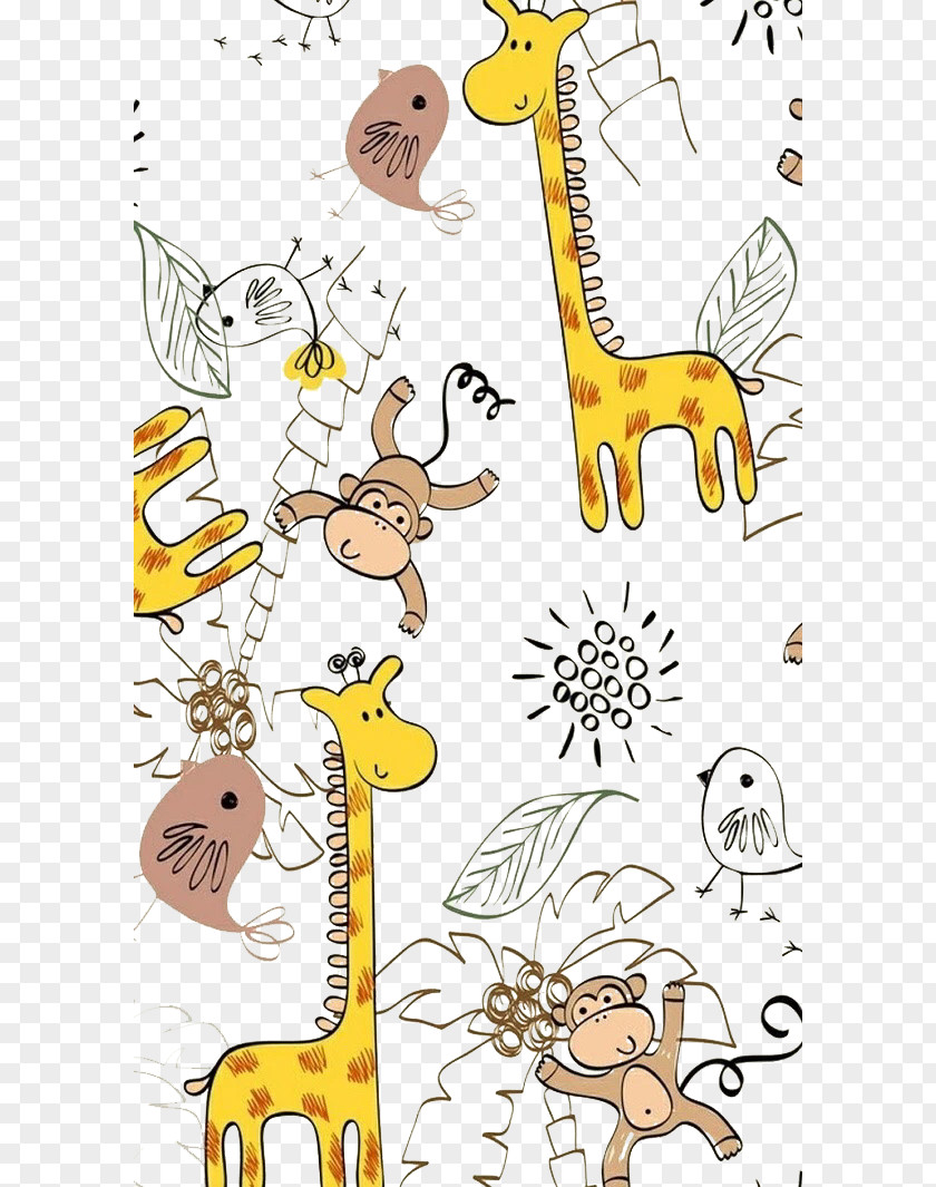 Cartoon Giraffe Drawing Photography Pattern PNG