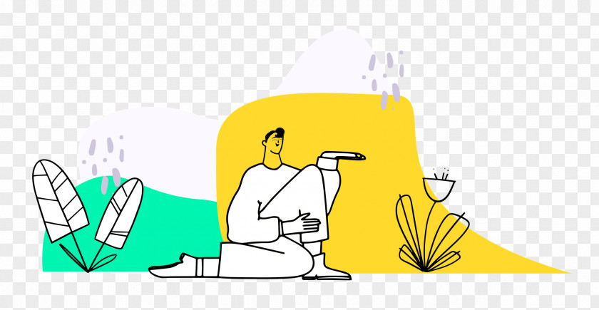 Person Sitting With Plants PNG