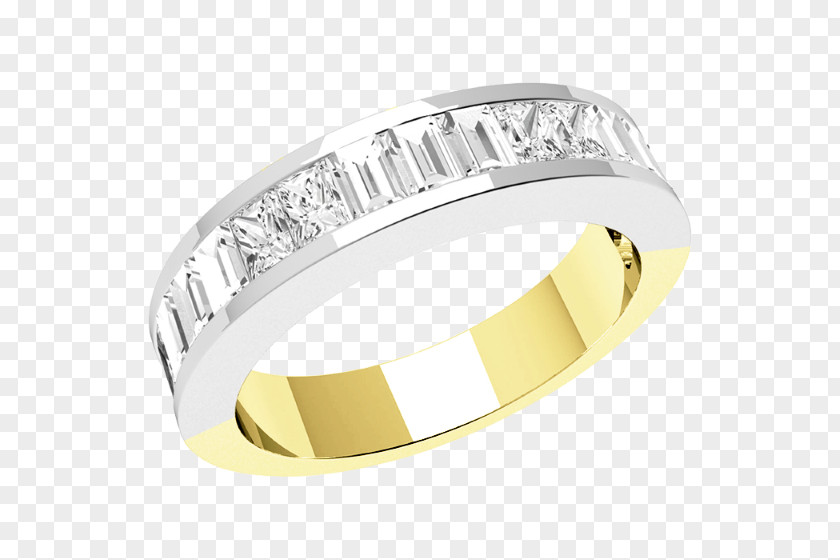 Wedding Ring Diamond Cut Eternity Princess PNG