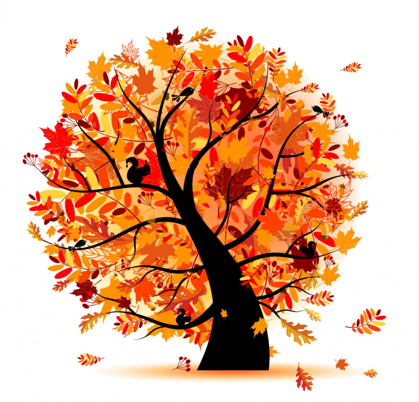 Orange Tree Autumn Clip Art PNG