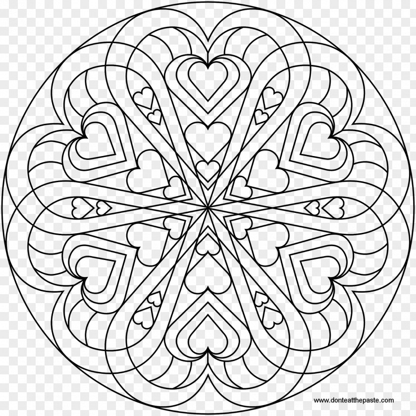 Heart Mandala Coloring Book Love PNG