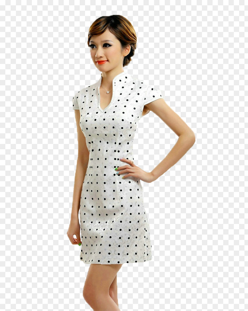 Qi Cheongsam Sleeve Dress White PNG