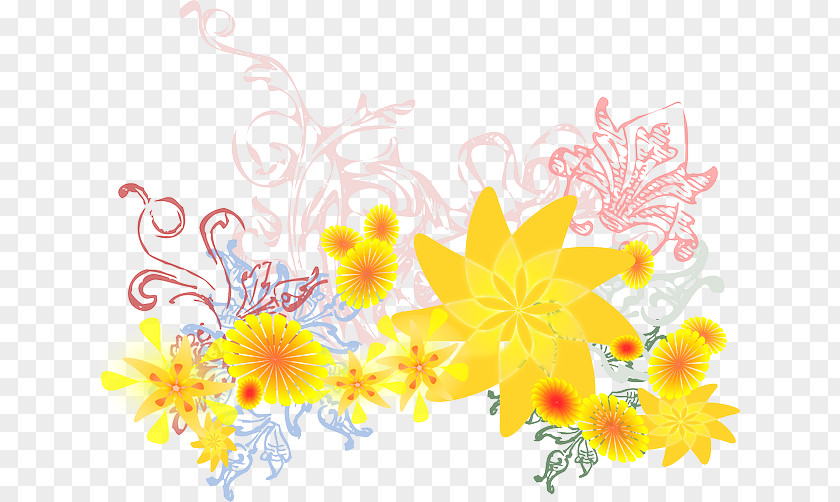 Spring Green Curve Background Flower Clip Art PNG