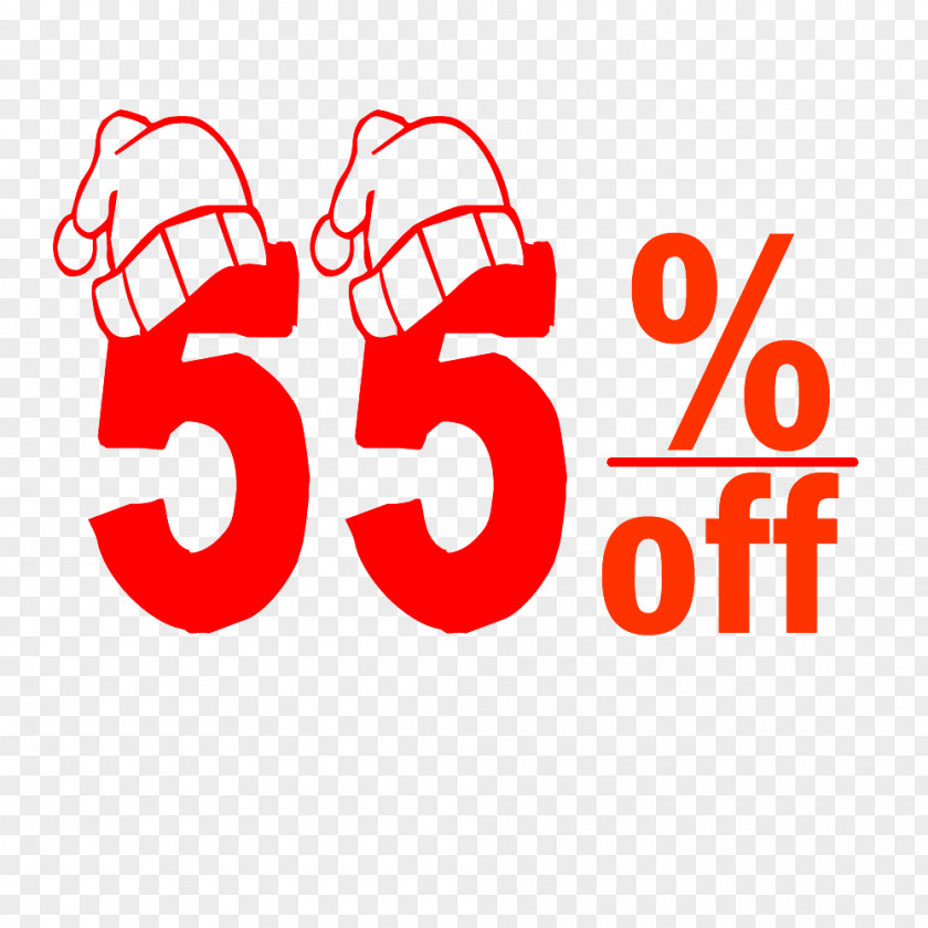 Christmas 55% Discount Tag. PNG