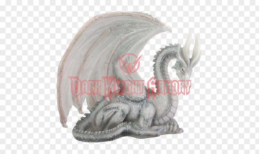 Dragon Statue Figurine White Legendary Creature PNG