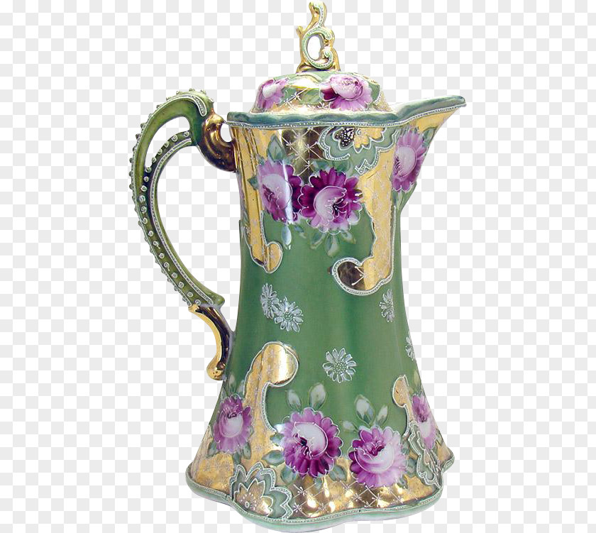 Hand Painted Teapot Porcelain Ceramic Coffee Pot PNG