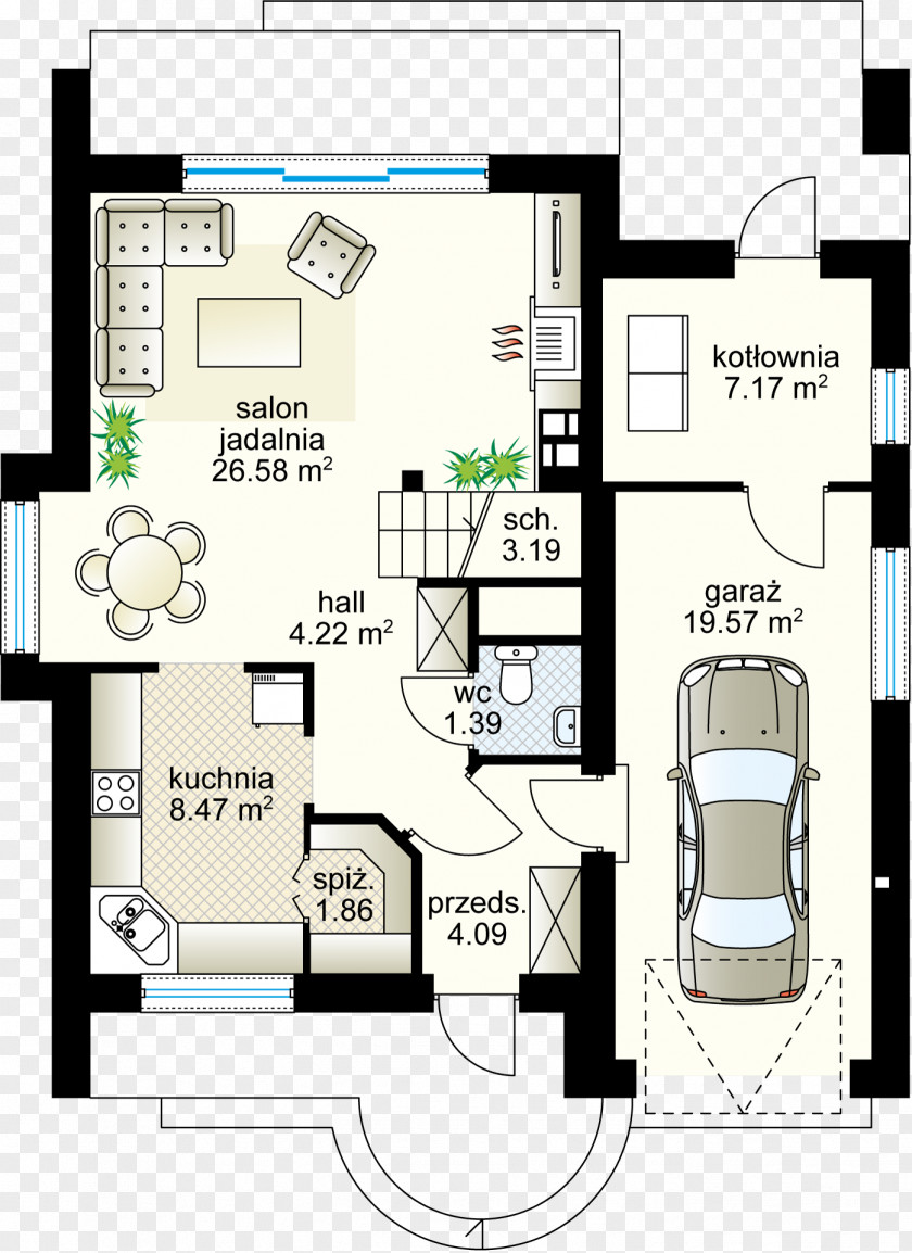 House Floor Plan Square Meter Garage PNG