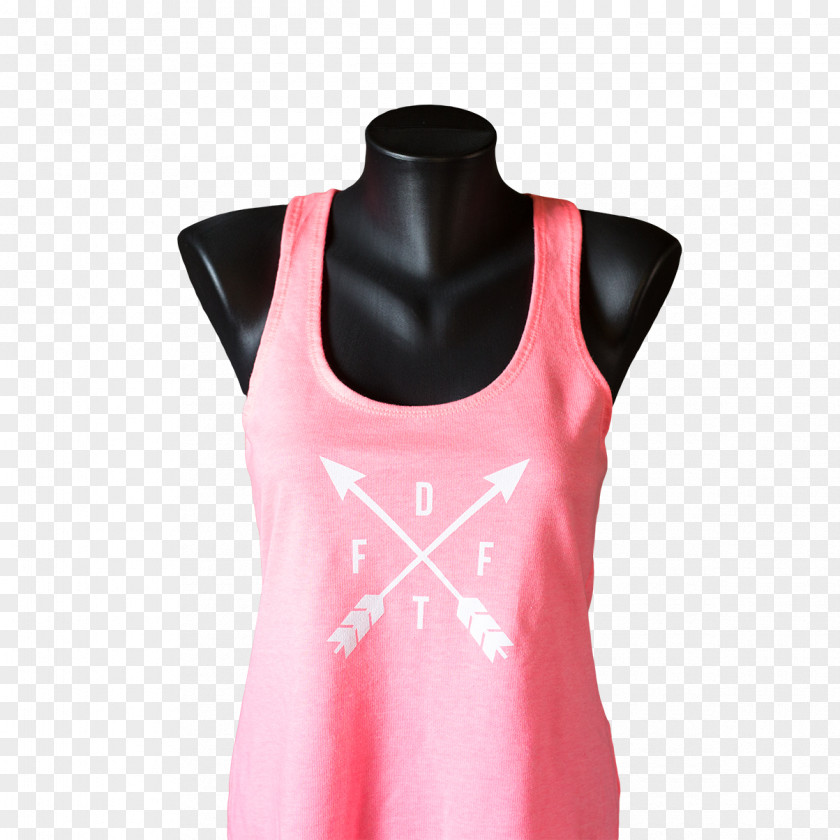 Pink Cross T-shirt Sleeveless Shirt Collar PNG