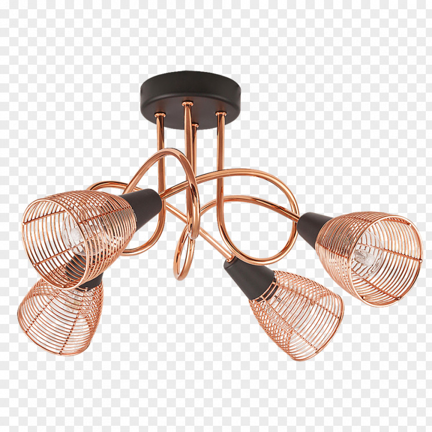 Fancy Ceiling Lamp Light Fixture Incandescent Bulb Edison Screw Copper PNG