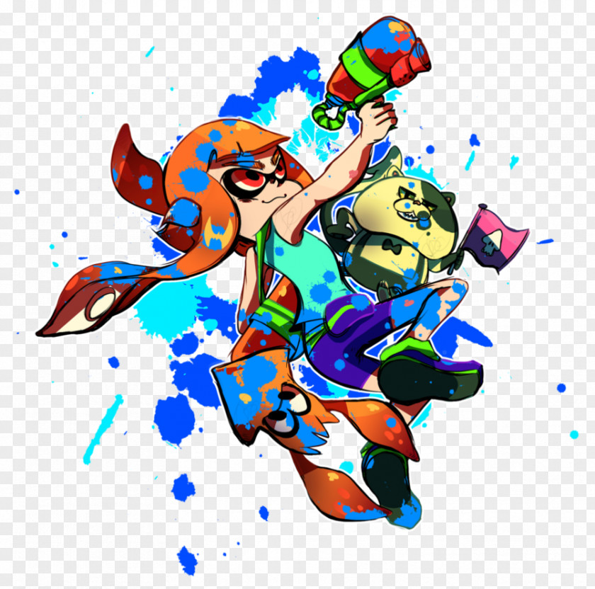 Squirt Gun Splatoon Fan Art Character Paint Rollers PNG