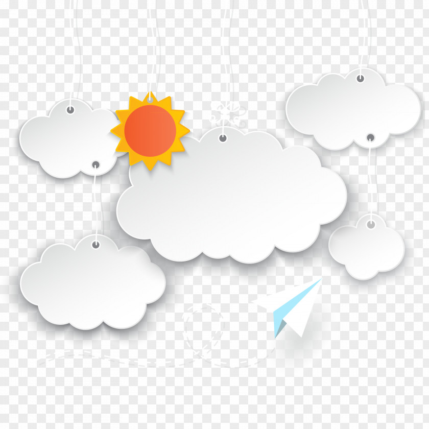 Vector Cloud Background Paper Airplane Cartoon Speech Balloon PNG