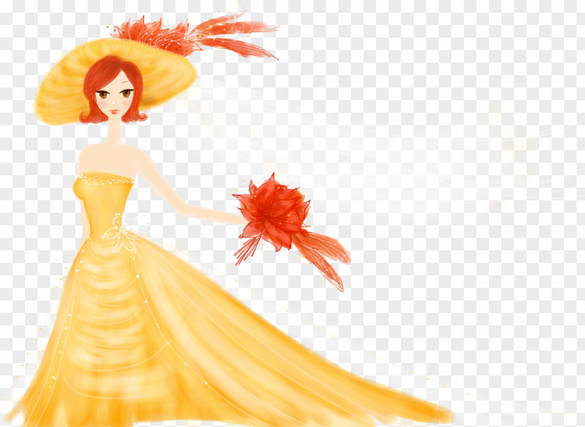 Cartoon Painted Beautiful Bride Marriage Drawing PNG