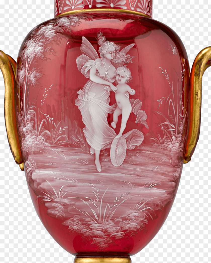 Vase Cranberry Glass Art Engraving PNG